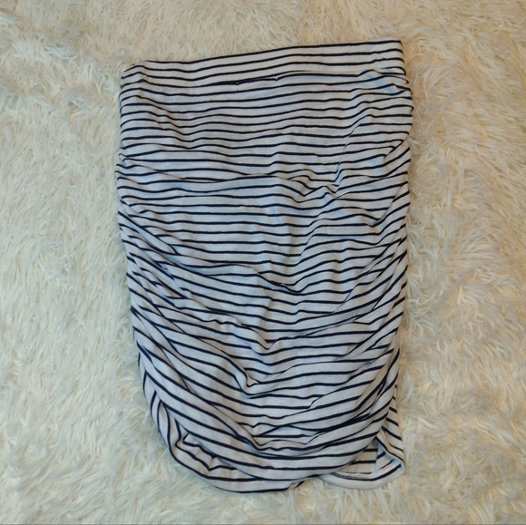 New Sundry Linen Blend Ruched Side Tie Blue & White Body-con Skirt Size XS - Picture 5 of 9